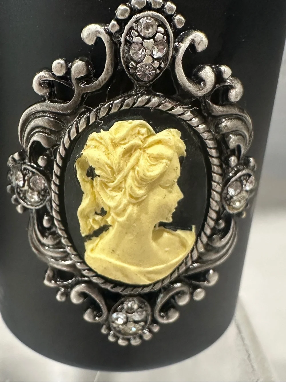Handmade Black & Gold Soy Candle Set of 3 - Elegant Cameo Design